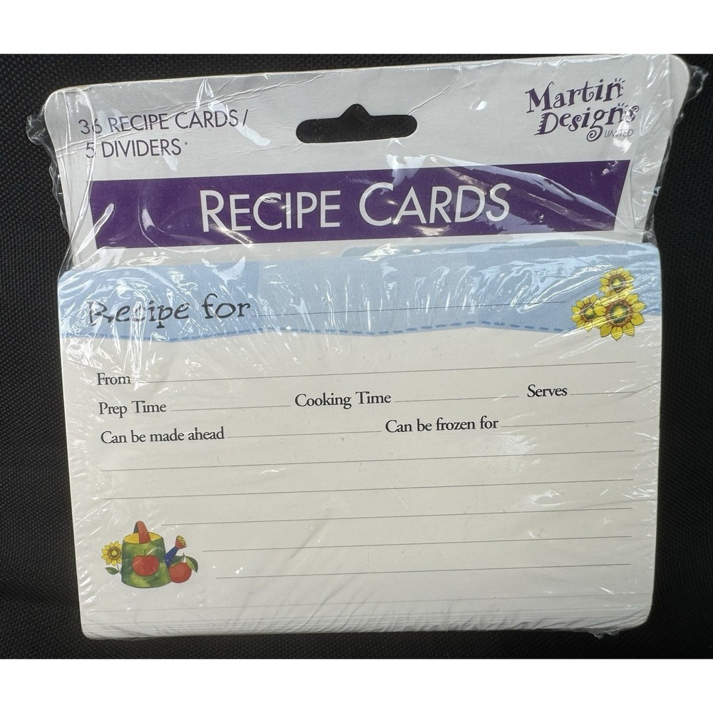 Martin Designs Recipe Card Set Of 2 (3x5) W/ Dividers New Sealed Rooster 2002